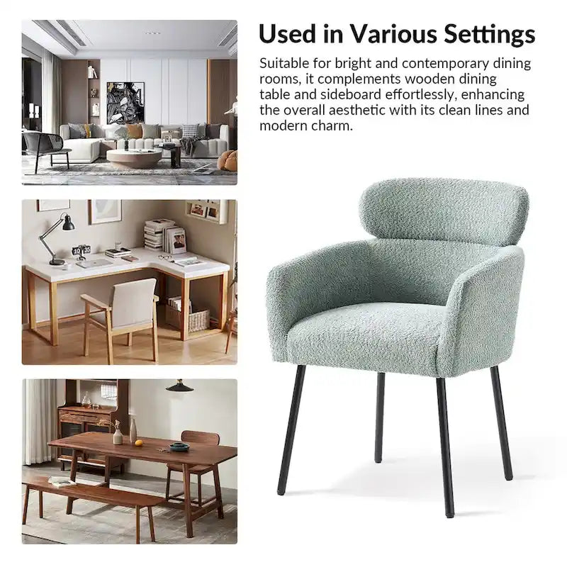 Set of 4 Amos Modern Boucle Dining Chairs with Adjustable Feet by HULALA HOME