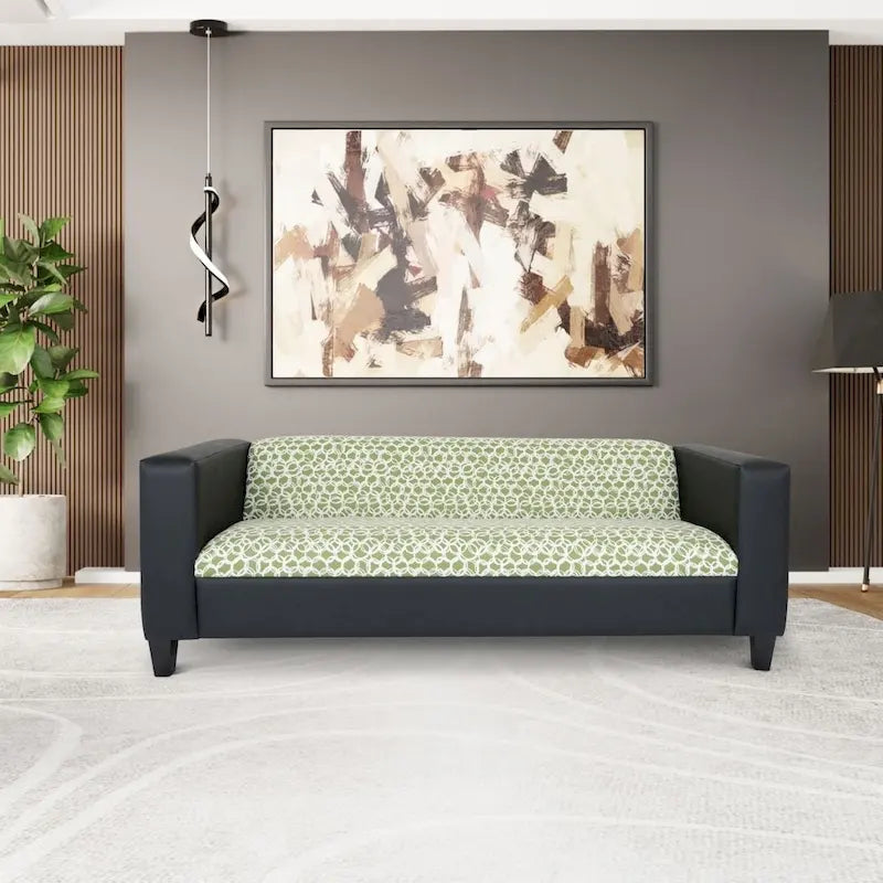 Mid-Century Modern 3-Seater Sofa by Coast to Coast Sofas - Upholstered Faux Leather with Solid Wood Frame