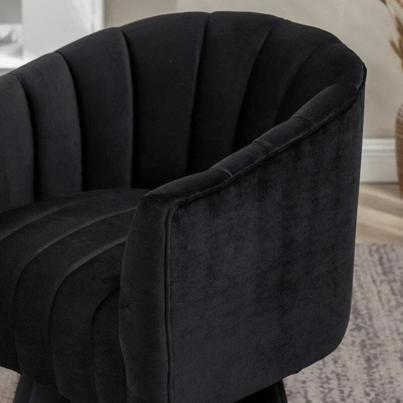 SEYNAR Set of 2 Modern Glam Velvet Upholstered Round Swivel Accent Barrel Chairs