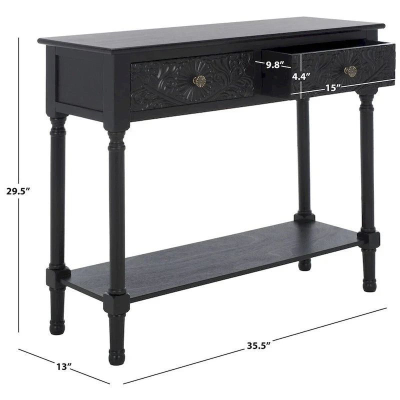 SAFAVIEH Leonia Console Table with 2 Drawers - Dimensions: 35.5" W x 13" L x 29.5" H