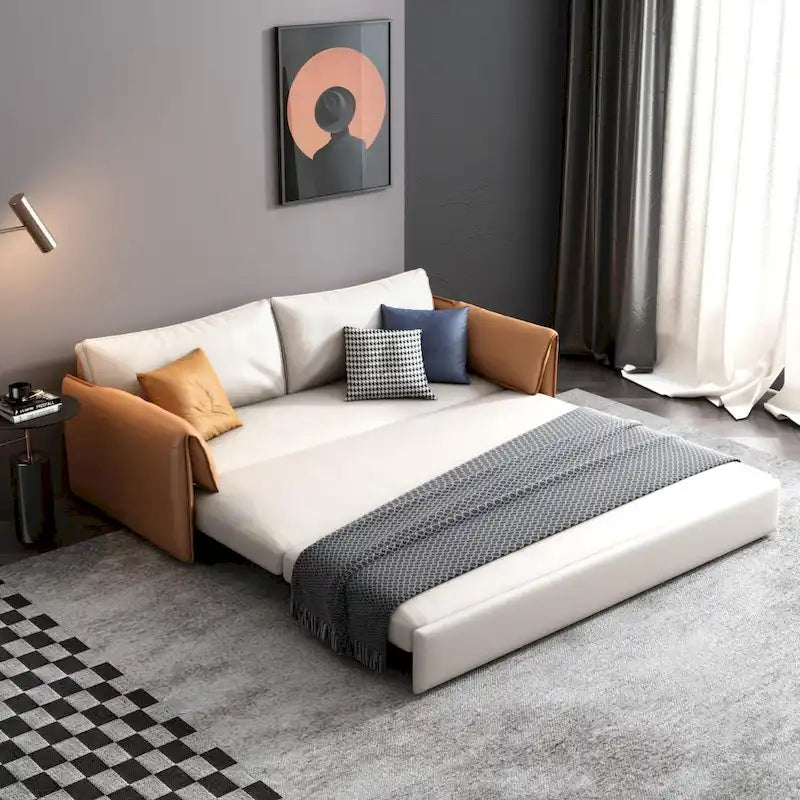 JASIWAY 65.4-Inch Vegan Leather Sleeper Sofa Bed