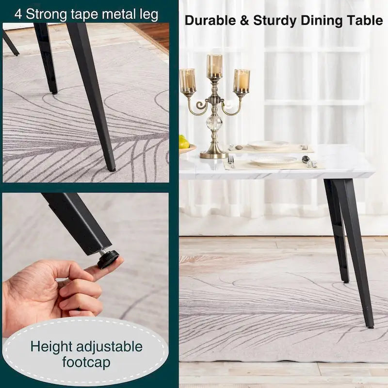 HomyLin 63-Inch Rectangular Dining Table for 4-6 People with Wooden Top and Metal Legs