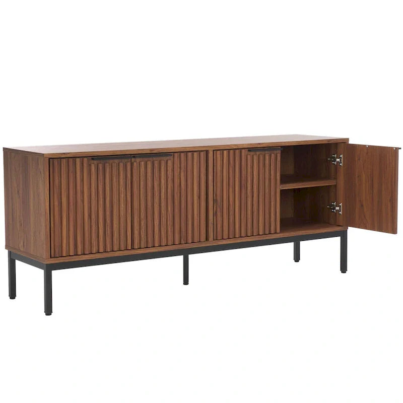SAFAVIEH Deandra 4-Door Media Stand for Entertainment - Accommodates Up to 65-Inch Flat Screen TV - Dimensions: 60.8" W x 17.7" D x 24.6" H