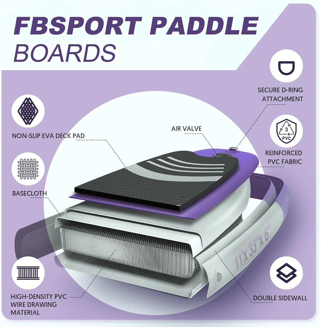 Premium Stand Up Paddle Board Yoga Board with Durable SUP Accessories & Carry Bag | Wide Stance Surf Control Non-Slip Deck Leash Paddle and Pump for Youth & Adult