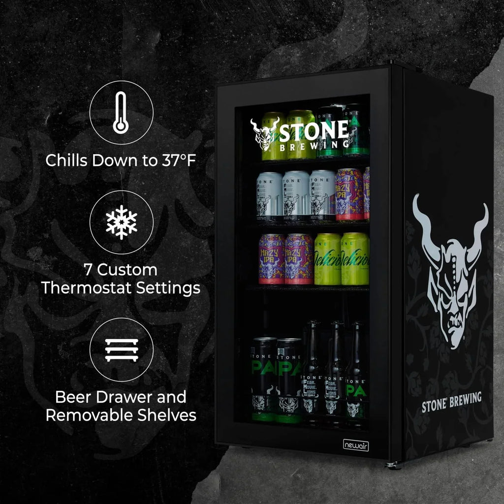 Beverage Refrigerator Cooler | 126 Cans Free Standing with Right Hinge Glass Door | Mini Fridge Beverage Organizer Perfect For Beer, Wine, Soda, And Cooler Drinks
