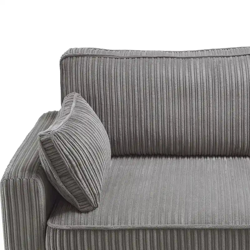 LUE BONA 81 Contemporary Corduroy 3-Seater Sofa - Upholstered Polyester Rectangle Design with Wooden Base for Living Room