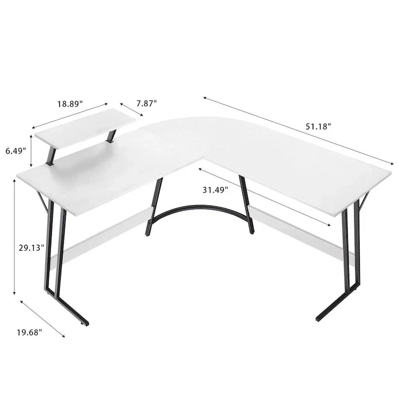 Homall Modern L-Shaped Corner Computer Desk with Accompanying Small Table