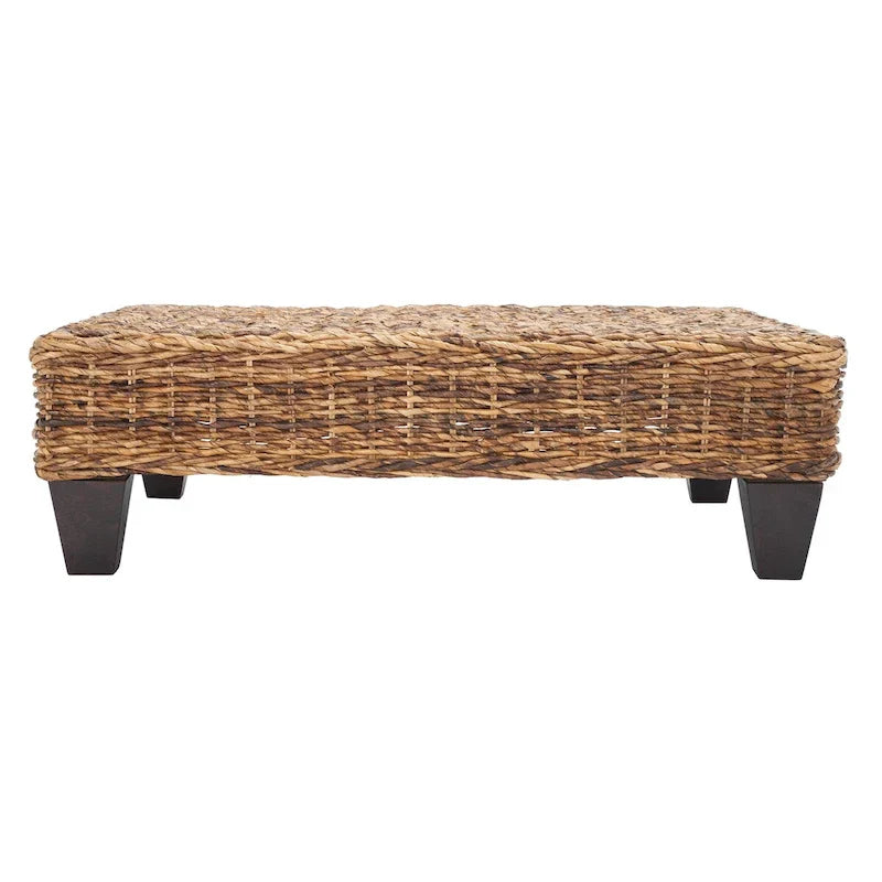 SAFAVIEH Caron Natural Wicker Bench - Washed Finish - Dimensions: 41"W x 28"D x 12"H