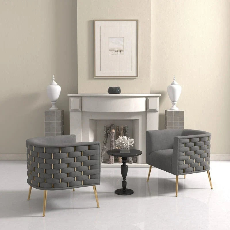 Set of 2 SEYNAR Mid-Century Modern Velvet Round Accent Chairs for Living Room