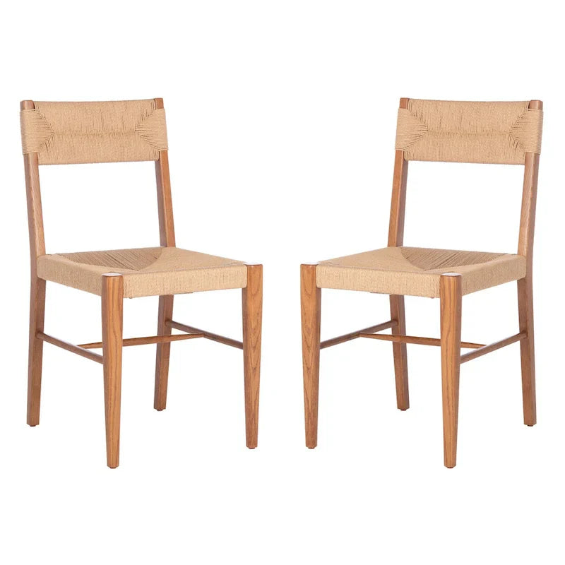 SAFAVIEH Couture Shazia Rattan Dining Chair Set (2 Pieces) - Dimensions: 16.3" W x 21.3" L x 34" H