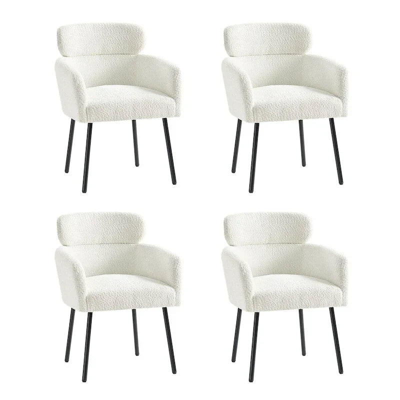 Set of 4 Amos Modern Boucle Dining Chairs with Adjustable Feet by HULALA HOME