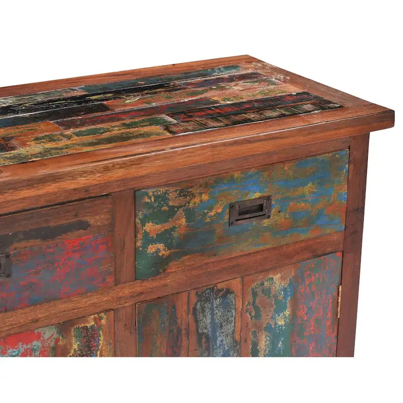 Marina Del Rey Eco-Friendly Teak Wood Linen Cabinet with 2 Doors and 2 Drawers