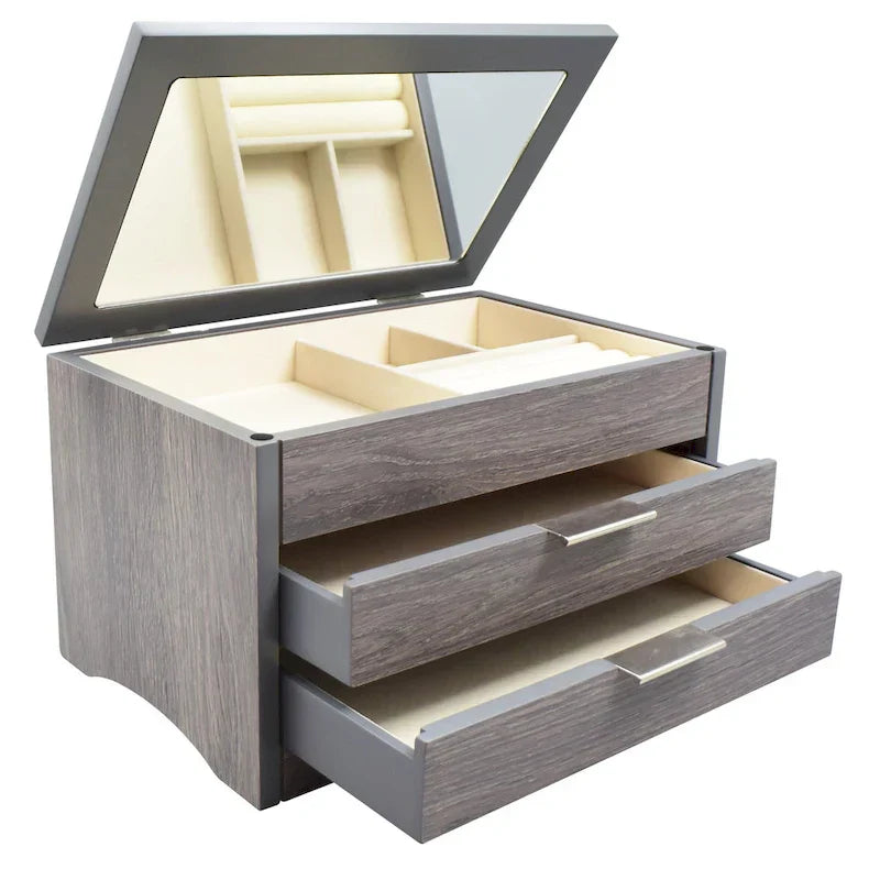 Rustic Grey Wooden Jewelry Box
