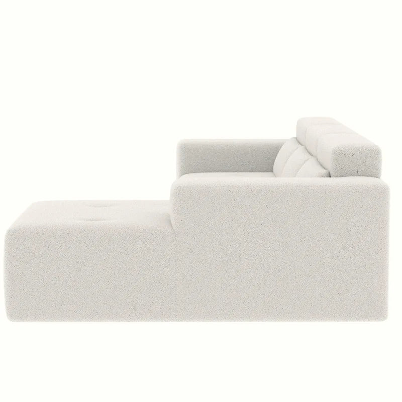 L Shaped Sectional Sofa with Upholstered Cushions and Modular Design