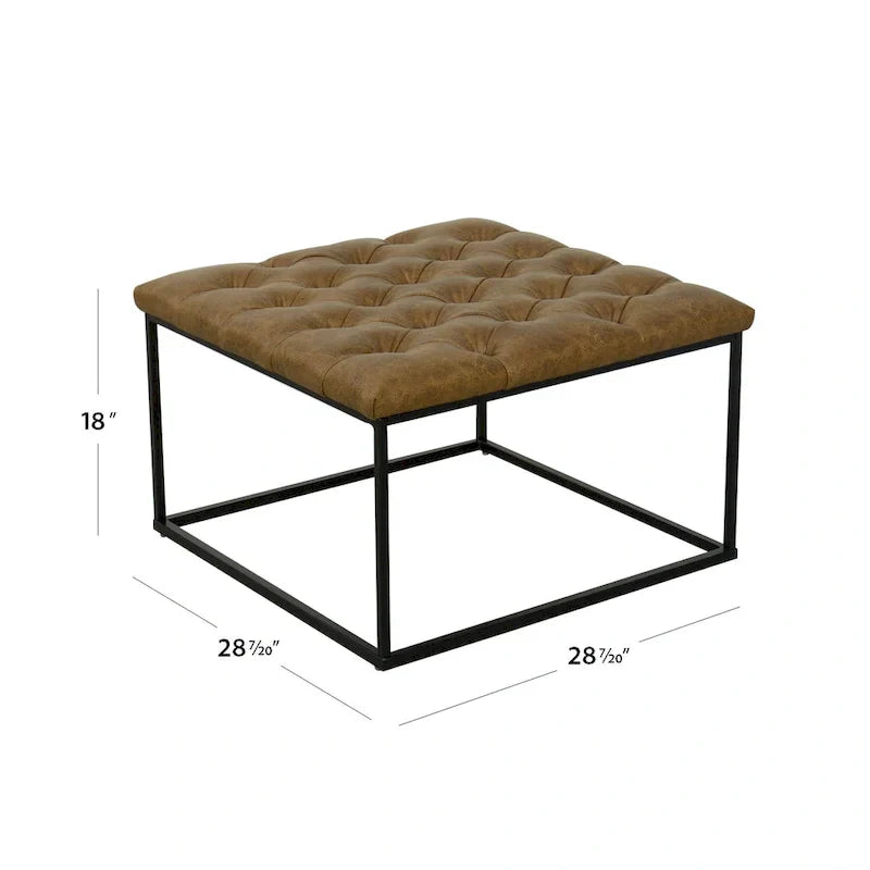 HomePop Draper Square Upholstered Cocktail Ottoman with Button-Tufted Top