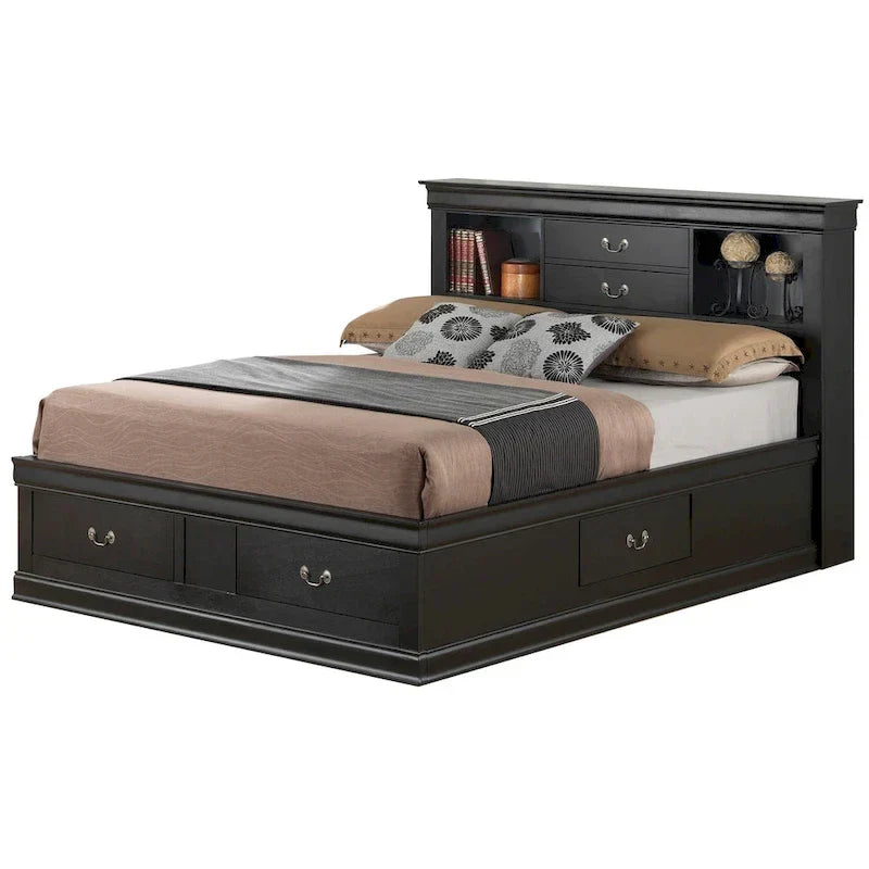 Louis Philippe Queen Platform Bed with Storage