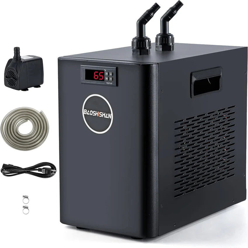 2025 Aquarium Chiller 42gal 1/10 HP Water Cooler Fish Tank Chiller Special Quiet Design Refrigeration Compressor for hydroponics Water weeds Jellyfish Coral Crystal Shrimp (42gal/160L)