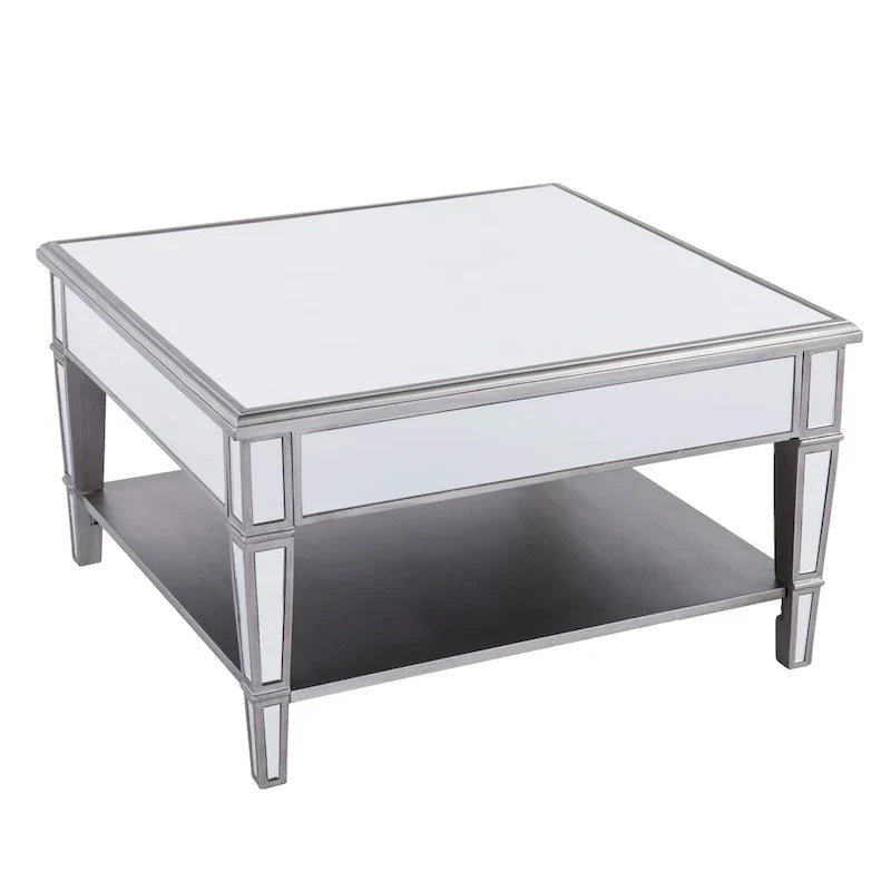 SEI Furniture Wheaton Square Coffee Table with Shelf and Mirror Finish