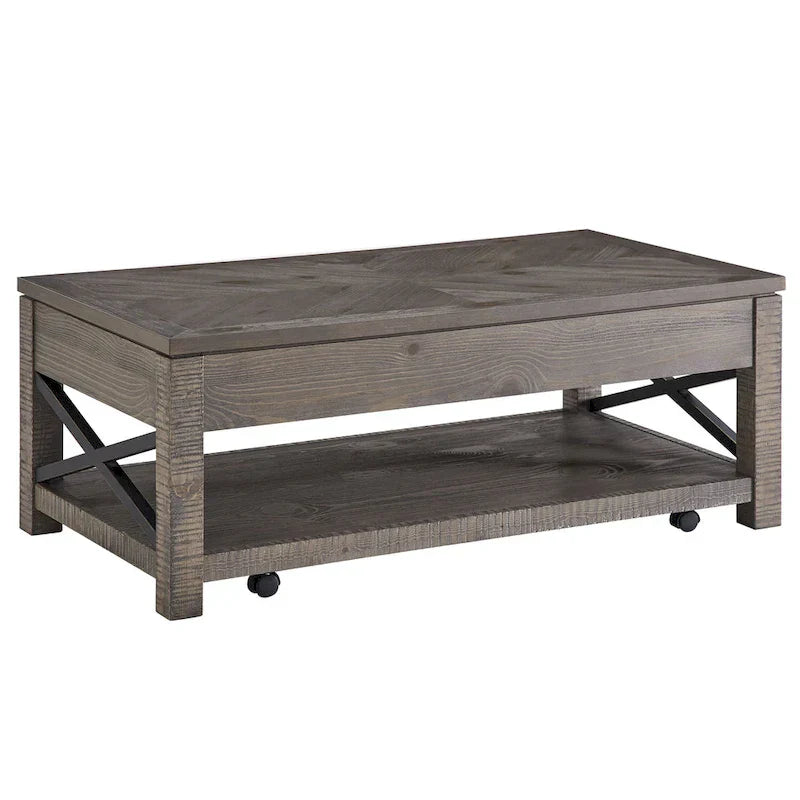 Lift Top Coffee Table with Hidden Storage and Shelf