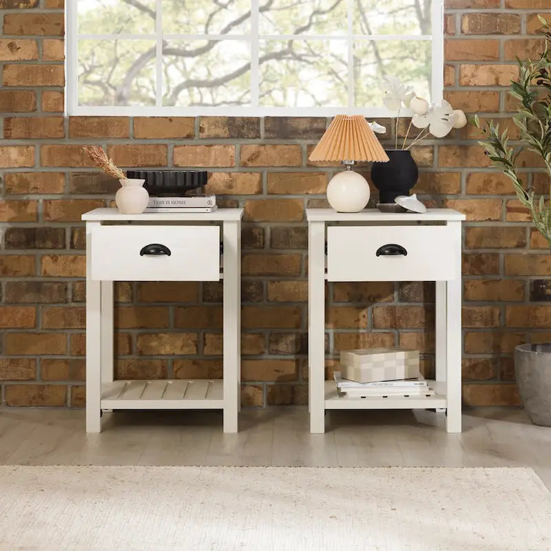 Set of 2 Middlebrook Farmhouse Nightstands with One Drawer
