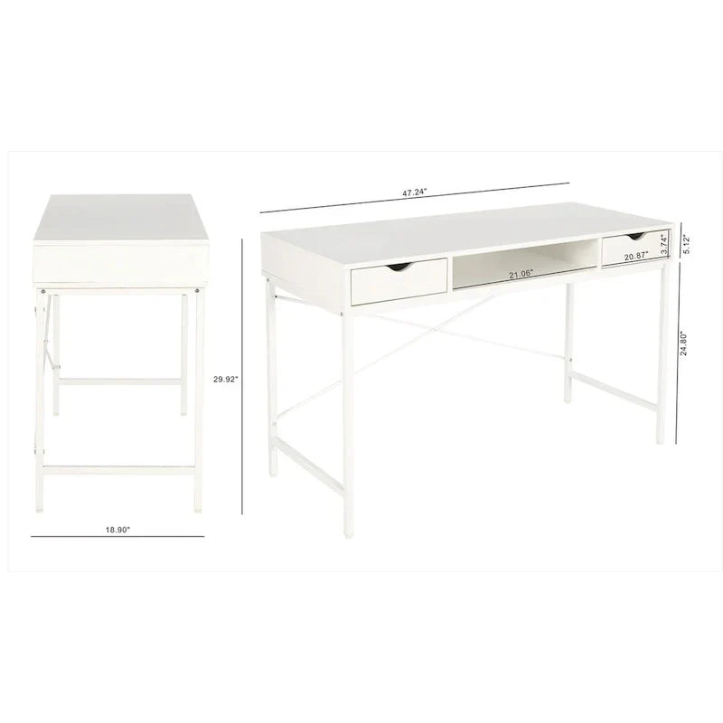 JJS 48" Contemporary Writing Desk with Drawers - Spacious Home Office Computer Workstation with Storage