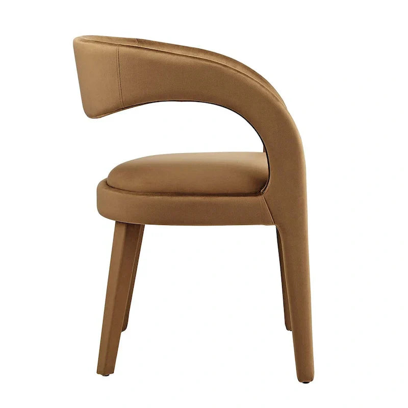 Set of 2 Modern Velvet Dining Chairs Curved Back Upholstered Accent Chairs