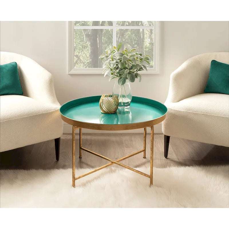 Kate and Laurel Celia 28.25-Inch Round Metal Coffee Table