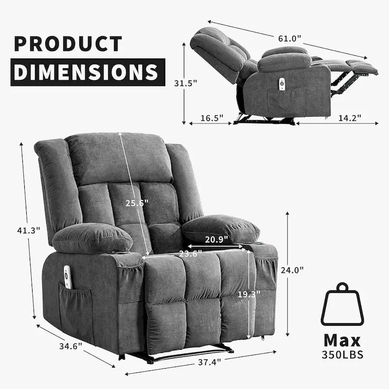 Heat and Massage Recliner Chair with Remote Control