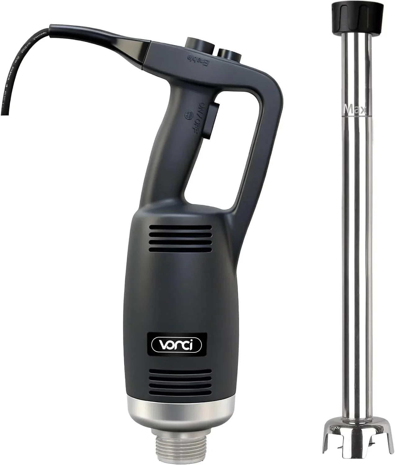 VONCI 500W Commercial Immersion Blender, 16" SUS 304 Removable Shaft, Heavy Duty Power Hand Mixer with Variable Speed 6000-20000RPM, Professional Electric Stick Blender for Restaurant Kitchen Use.