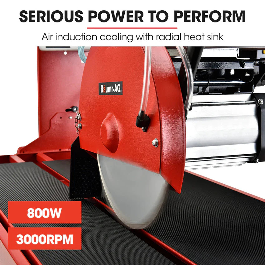 BAUMR-AG 800W Electric Tile Saw Cutter with 200mm (8") Blade, 720mm Cutting Length, Side Extension Table