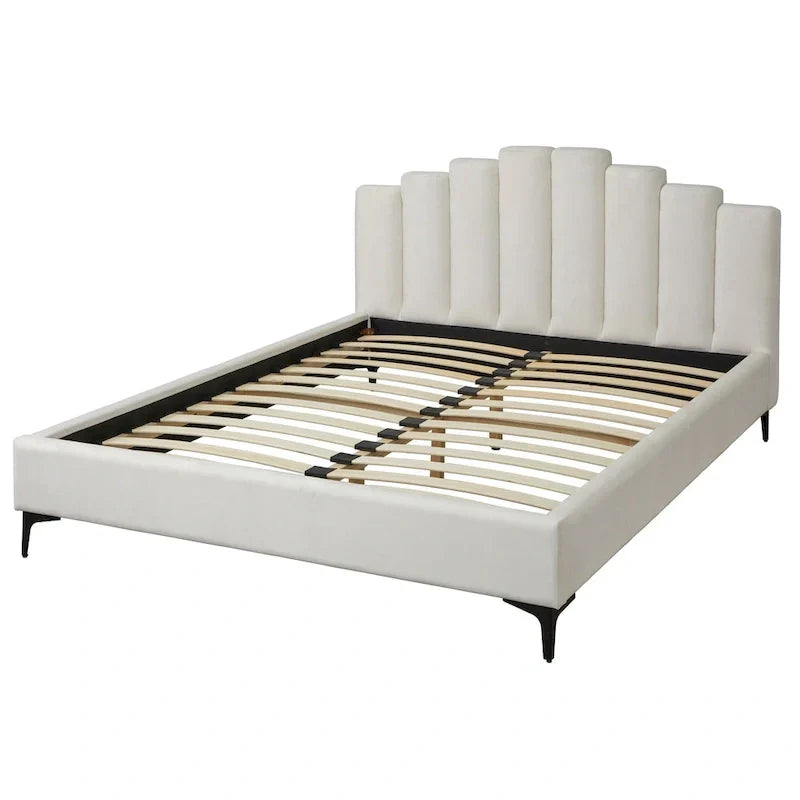 Lifestorey Modern Queen Platform Bed with Stark Velvet Upholstery
