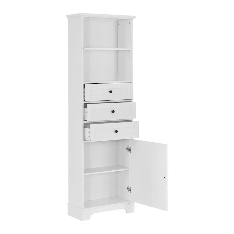 Merax Vertical Bathroom Storage Cabinet with 3 Drawers and Adjustable Shelves