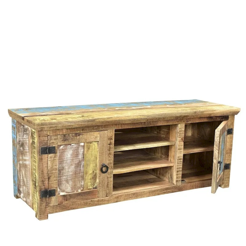 Handcrafted Solid Mango Wood TV Console from India - 60" x 18" x 22"
