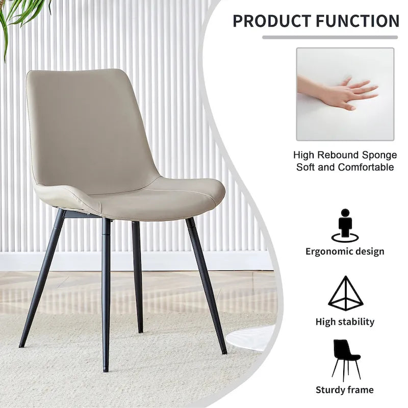 Set of 4 Modern Artificial Leather Dining Chairs for Kitchen