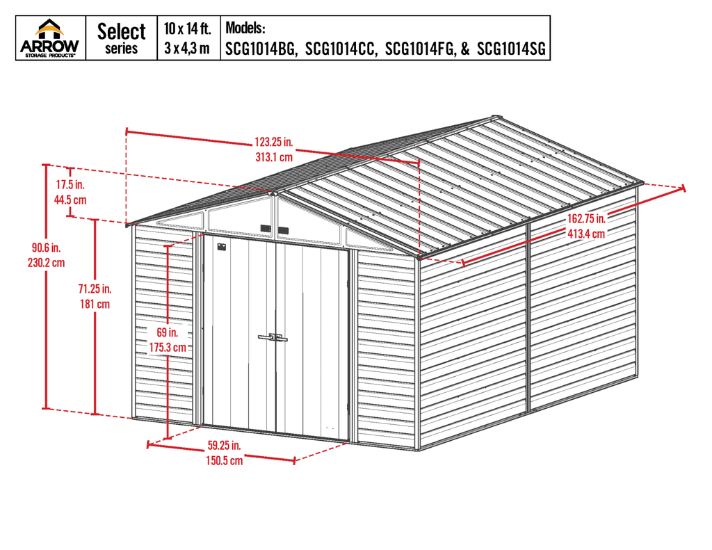 2025 Select Steel Storage Shed, 10x14, Blue Grey