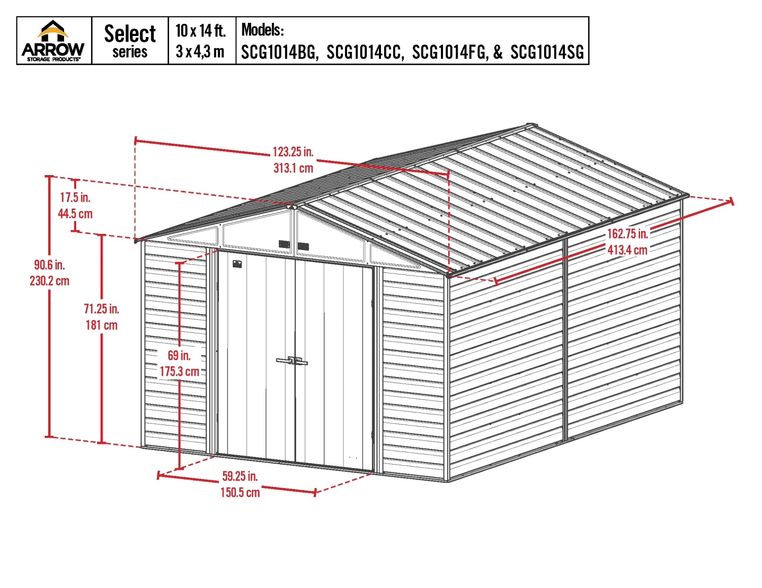 2025 Select Steel Storage Shed, 10x14, Blue Grey