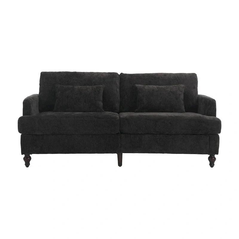 HOMEFUN Chenille Upholstered Loveseat and Armchair Set with Wooden Frame for Living Room