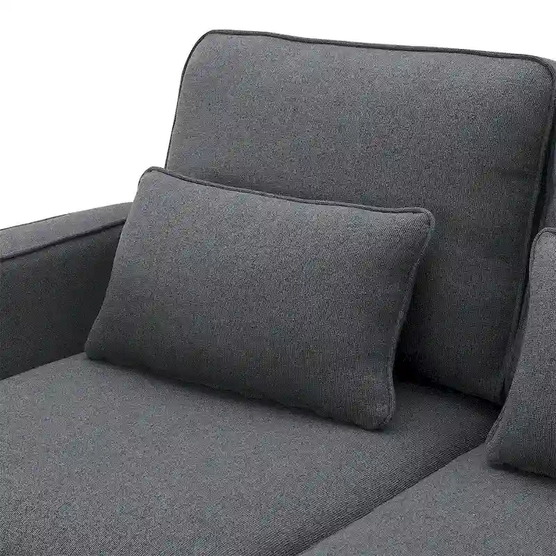 Merax 104 Modern 4-Seater Linen Sofa with Armrest Pockets and 4 Pillows - Minimalist Design