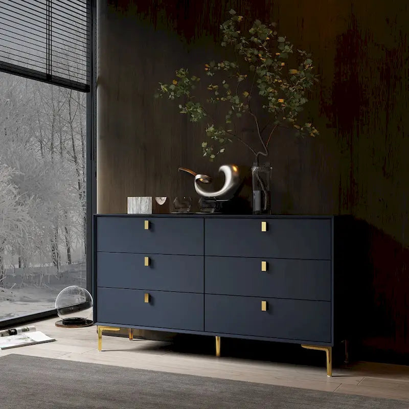 Mid-Century 6-Drawer Storage Dresser Chest Sideboard