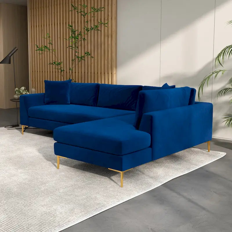 Mae Velvet Corner Sectional Sofa in Mid-Century Modern Style