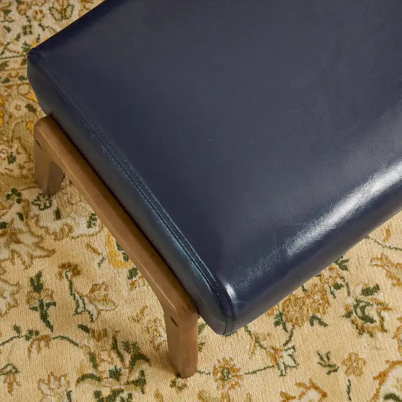 Glitzhome 30.75-Inch Mid-Century PU Leather Armchair and Ottoman Set