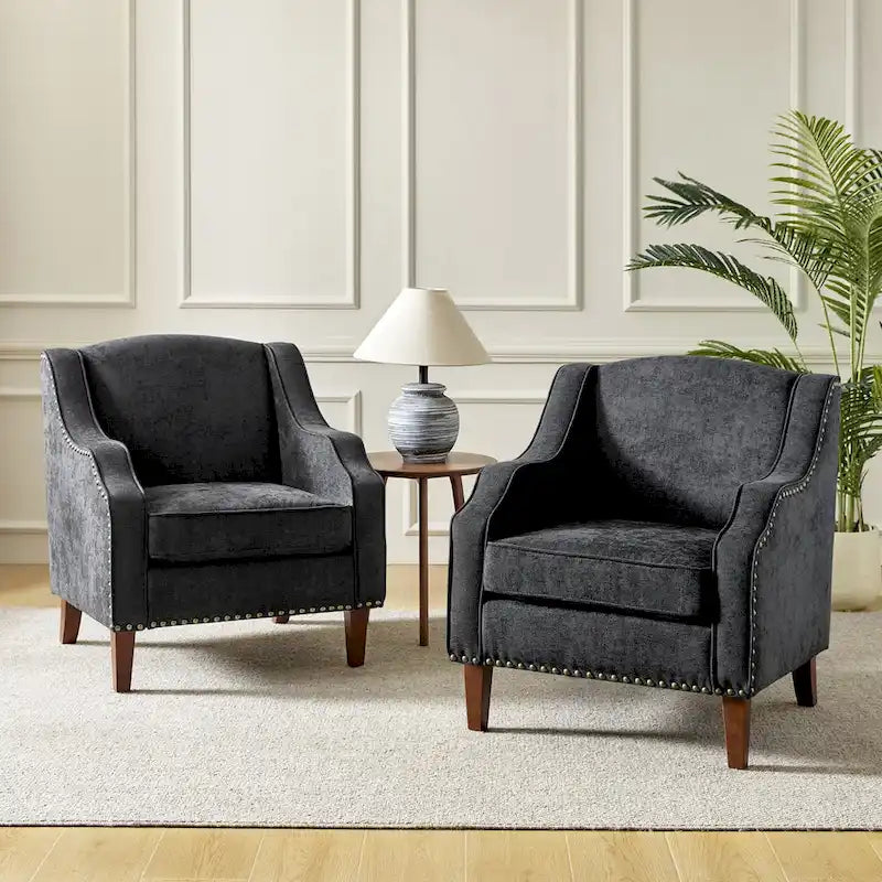 Set of 2 Lucretius Armchairs with Nailhead Trim by HULALA HOME
