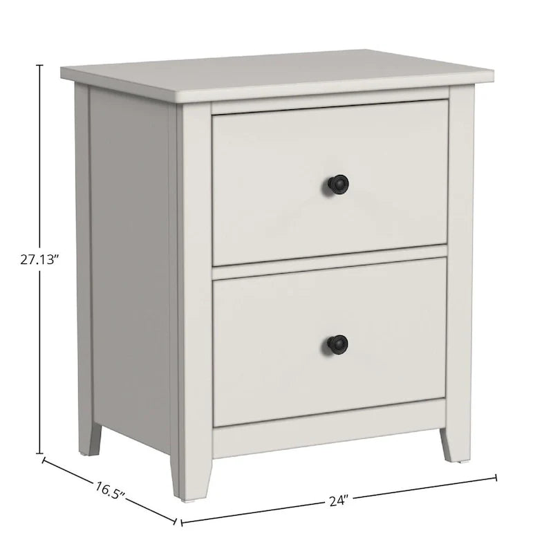 Lodge Cream-Finished Farmhouse Wood Nightstand with 2 Drawers