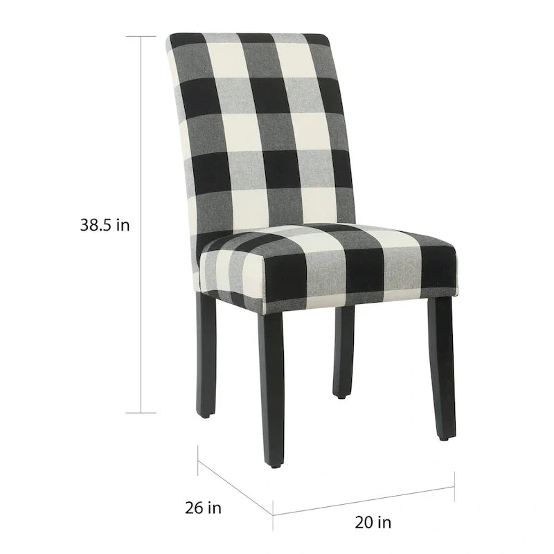 Set of 2 HomePop Black Plaid Parsons Dining Chairs