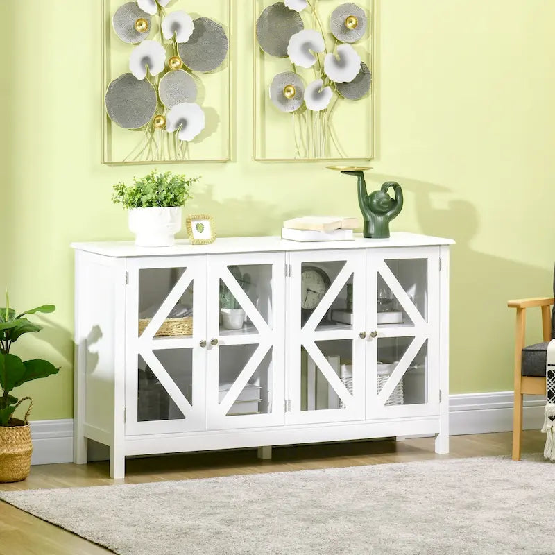 HOMCOM Kitchen Sideboard Buffet Cabinet with Adjustable Shelves for Versatile Storage