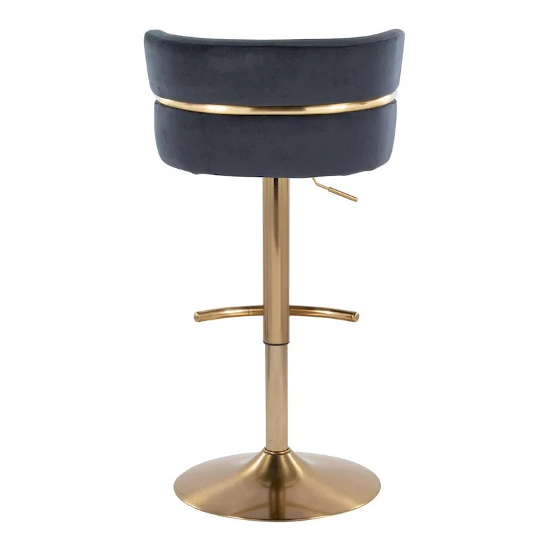 Set of 2 Silver Orchid Lena Adjustable Bar Stools with Rounded T Footrest
