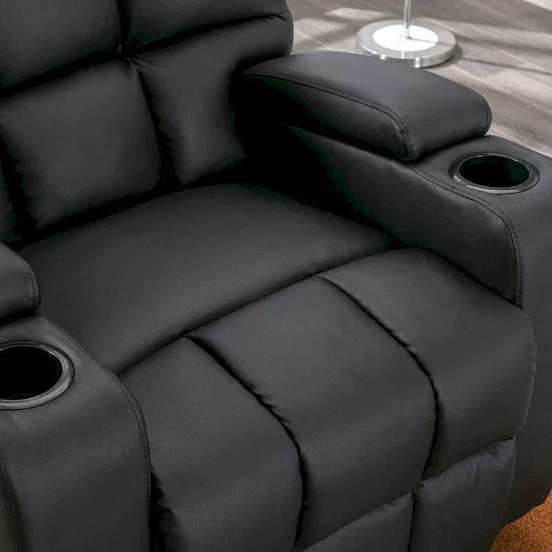 Manual Rocking Recliner Chair Featuring Massage Function and Cup Holders
