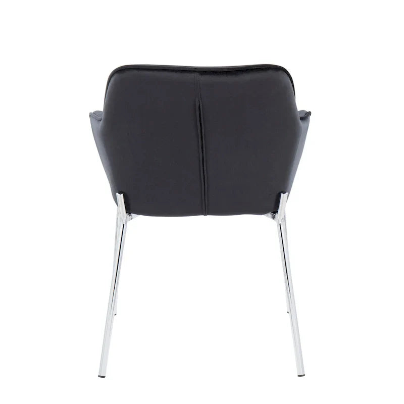 Set of 2 Silver Orchid Galotti Chrome Upholstered Dining Chairs