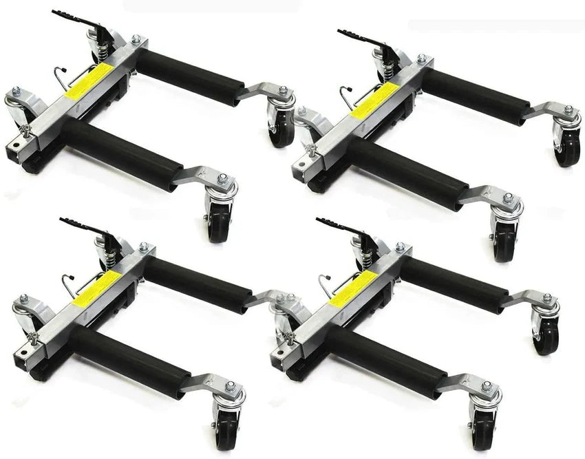 2025 Stark Set of (4) Wheel Dolly Car Skates Vehicle Positioning Hydraulic Tire Jack Truck Rv Trailer Pick Up Dolly Ratcheting Foot Pedal, 1500LBS