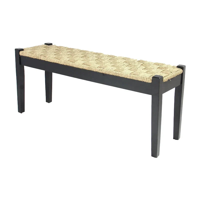 M4H Shambles Solid Wood Indoor Bench with Natural Seagrass